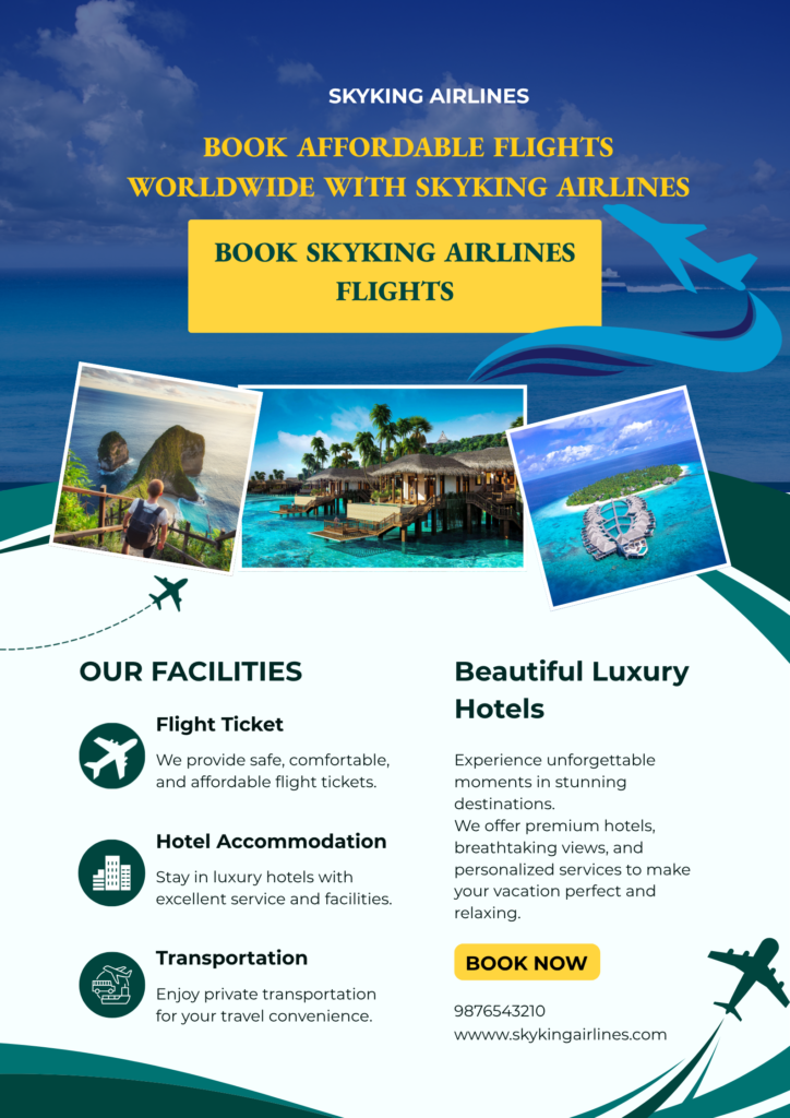 blue teal and yellow modern travel holiday poster